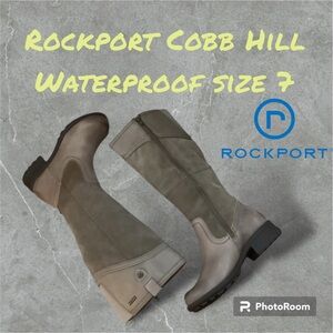 Cobb Hill by Rockport Brunswick Waterproof Boot Gray Leather Tall Size 7